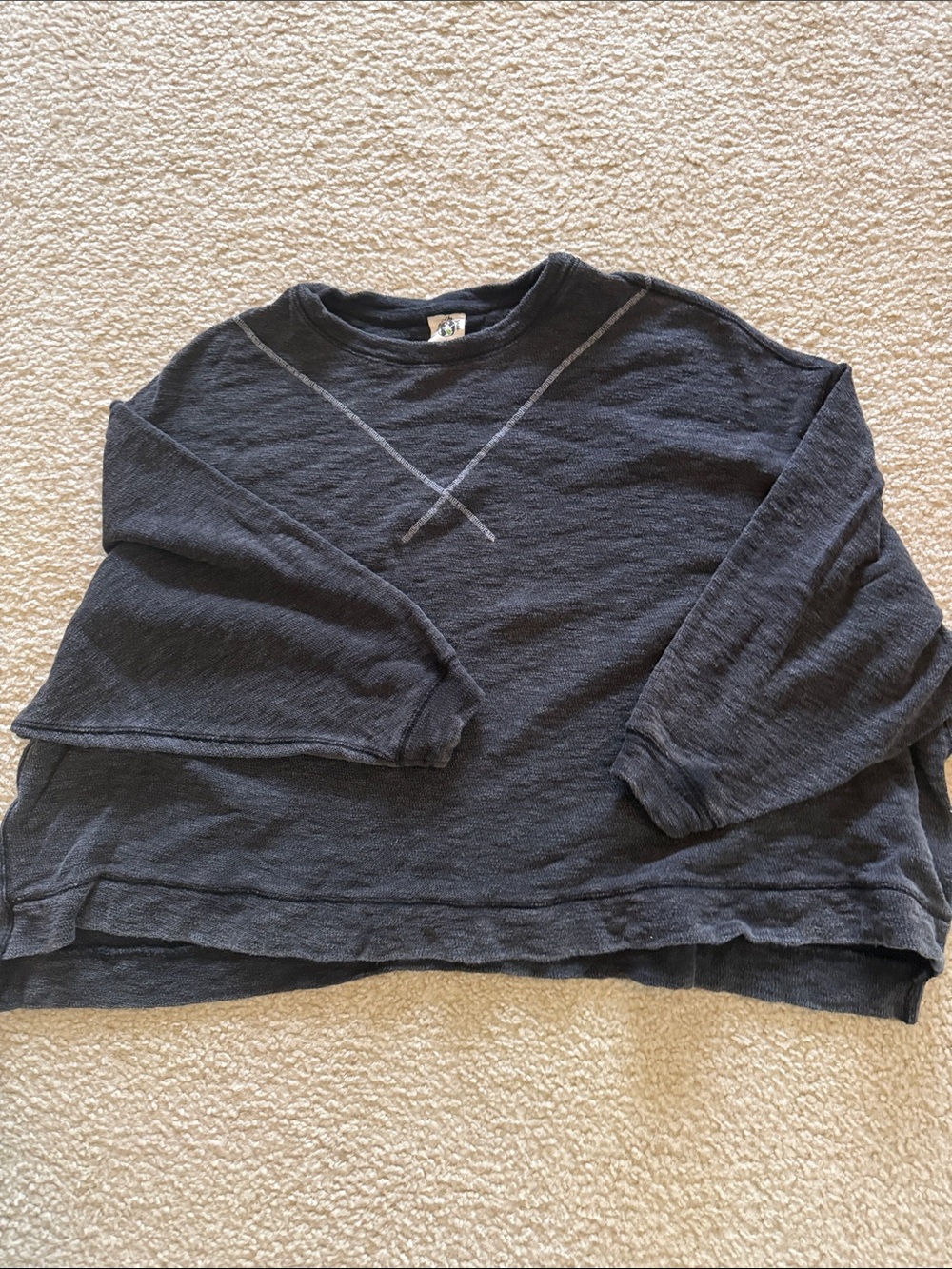 Free People Men's Navy Crewneck Pullover Sweater